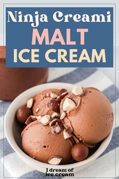 If you grew up enjoying chocolate malts at the local soda fountain, you have to try this Ninja Creami chocolate malt ice cream! It combines malt powder with malted milk balls, for an easy and delicious treat. Malt Ice Cream Recipe, Malt Ice Cream, Malt Recipe, Malt Powder, Milk Balls, Malted Milk Balls, Chocolate Ice Cream Recipe