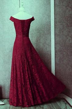 Dark Red Lace Off Shoulder Bridesmaid Dress, Long Prom Dress Prom Dresses Dark Red, Wine Red Prom Dress, Long Party Dresses, Off Shoulder Bridesmaid, Off Shoulder Bridesmaid Dress, Prom Dresses Elegant, Reception Gown, Royal Blue Lace, Lace Evening Gowns