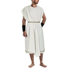 PRICES MAY VARY. This men's toga costume includes a tunic, draped shoulder, belt, and wristbands, Perfect for creating Roman and Ancient Greek mythological character looks Our toga costume are extremely versatile, You can dress up as Jesus, Julius Caesar, God, Zeus, various types of gods costumes, or even as ancient Roman and Greek warrior costume, We believe you'll be the most eye catching Greek figure at the party This toga outfit is suitable for various occasions, Greek costume allows you to Dionysus Costume, Mens Toga Costume, Toga Outfit, Greek Toga, Roman Toga, Toga Costume, Toga Party, Greek Costume, Costume For Men