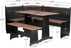 an image of a table and bench set with measurements for the seat heights on it