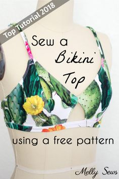 Use a free bra pattern to sew a bikini top - DIY bikini top you can make yourself with this video tutorial. Free Bra Pattern, Free Bra, Sewing Projects For Beginners, Sewing For Beginners, Bra Top, Sewing Patterns Free, Free Sewing