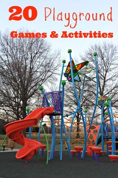 an image of playground games and activities with text overlay that reads, 20 playground games & activities