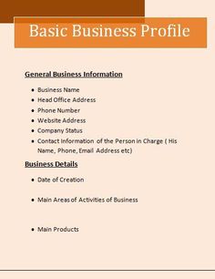 the basic business profile is shown