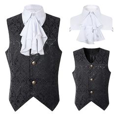 Season:All Seasons; Sleeve Length:Sleeveless; Look After Me:Hand wash,Washable,Wet and Dry Cleaning; Gender:Men's; What's in the box:Vest,Collar; Types:Vest,Fake Collars; Holiday:Carnival,New Year,Masquerade; Style:Renaissance,19th Century,Medieval,Elegant,Retro Vintage,Victorian; Occasion:Queen's Platinum Jubilee 2022,Elizabeth 70 Years; Material:Dobby Fabric; Age Group:Adults'; Characters:Prince,Aristocrat; Pattern:Jacquard; Design:Slim Fit; Neckline:V Neck; Special Size:Normal; Net Weight:0.2 Brocade Waistcoat, Collar Types, Medieval Halloween, Victorian Vest, Steampunk Coat, Waistcoat Men, Dobby Fabric, Halloween Costume Party, Steampunk Victorian