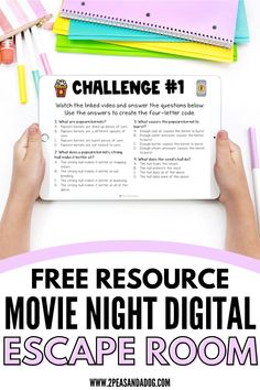 the free movie night digital escape room for kids