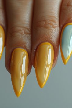 Yellow Nail Designs 2024 Sunny Nails Design, Mykonos Nails, Yellow Nails Ideas, Yellow Nail Ideas, Yellow Nail Designs, Yellow Nail Art, Yellow Nails Design, Yellow Nail, Miami Nails