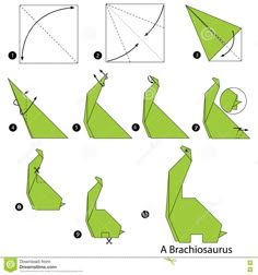 step by step instructions to make origami green bird stock photo image and royalty