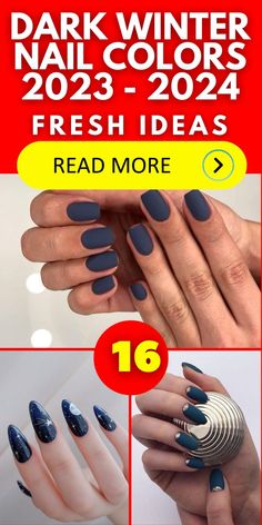 As the cold winds of winter approach, it's time to bid farewell to the bright and vibrant nail colors of summer and embrace the deeper, richer hues of the season. In this article, we'll explore the top dark winter nail colors for 2023 - 2024, ensuring your nails stay stylish all season long. Embracing the Darker Tones Winter calls for a change in our nail color palette. It's the perfect time to experiment with darker shades that reflect the cozy and sophisticated vibes of the season. Let's ... Trendy Nails December 2023, New Trend Nails 2023 Winter, Latest Nail Colors 2023, Fall Winter 2023/2024 Nail Trends, Winter 2024 Dip Nails, Winter Short Nails 2023 Trends, Trendy Nail Colors 2023 Winter, Nail 2023 Winter, Jan 2024 Nail Trends