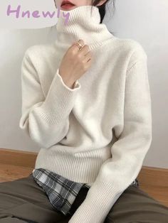 Cashmere Elegant Turtle Neck Women Sweater Soft Knitted Basic Pullovers O Neck Loose Warm Female Knitwear Jumper [20231109] window.adminAccountId=230948571; Turtle Neck Women, Y2k Goth Outfits, Ripped Jeans Style, Ripped Jeans Women, Outfit Retro, Casual Knitwear, Sweaters Women, Neck Women, Ladies Turtleneck Sweaters