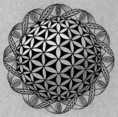 a black and white drawing of a flower of life