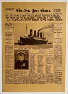 the new york times newspaper with an image of a ship