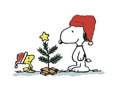 a charlie brown christmas card with a tree and snoop's star on the top