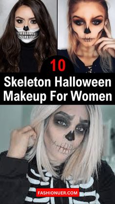 Unleash spooky surprises with "10 Skeleton Halloween Makeup Looks for Women" that redefine haunting beauty! From intricate skull designs to mesmerizing details, these makeup surprises will elevate your Halloween look. Embrace the eerie charm and captivate the night with these bone-chilling makeup ideas. #SkeletonMakeup #HalloweenSurprises #SpookyLooks #MakeupInspiration #HauntedBeauty Glam Grim Reaper Makeup, Banshee Makeup Halloween, Smokey Eye For Halloween, Really Cool Halloween Makeup, Gothic Skeleton Makeup, Skeleton Costume Women Ideas, Halloween Costumes Skeleton Women Makeup Ideas, Halloween Makeup How To, Skull Costume Makeup