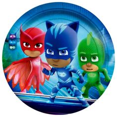 the pj masks party plates are ready to be eaten