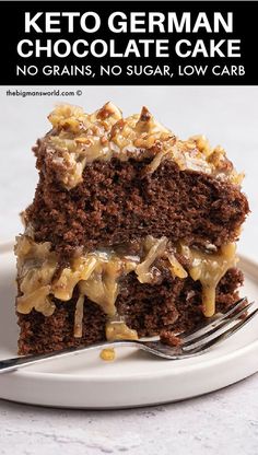 a close up of a piece of cake on a plate with a fork in it