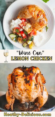 two pictures with different types of food on them and the words, using can lemon chicken