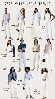 2025 White Jeans Trends for Women, Denim Trends for Women, What To Wear in Spring 2025, Dressing Over 50, What To Wear Over 40, Dressing Over 60, White Jeans