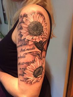 a woman with a sunflower tattoo on her arm