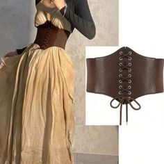 This Is A Dark Brown Colored, Lace Up Corset Belt From Grace Karin In Plus Size 3xl. Entire Belt Measures 40", Unstretched. It Stretches To Fit Waists Up To 48" And Is 7" Wide At Center. Has Elastic Side Bands With An Easy 3 Snap Closure. Brand New In Package With Original Tags Still Attached. Never Worn. Perfect For Halloween Costumes Such As Renaissance, Pirate, Punk, Goth, Fairy, Chic, Etc & Even Every Day Use. = Indicates The Item Is Just New To My Closet And Is Not Meant To Imply That The I Medieval Leather Accessories, Lace Up Corset Belt, Pirate Corset, Corset Waist Belt, 3rd Doctor, Doctor Design, Corset Belts, Ren Faire Costume, Fashion 2025