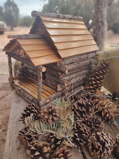 This  handmade birdhouse made from reclaimed juniper wood,  indigenous to the southwest, from my ranch in Northern Arizona.  And every bird deserves a Home Tweet Home and is ready for your feathered friends. Bird Table, Bird Feeder, Wood Burned Birdhouse, Cabin Birdhouse, Fancy Birdhouses, Barn Birdhouses, Log Cabin Bird House Rustic Birdhouses, Barn Birdhouses Horse, Backyard Birds Sanctuary