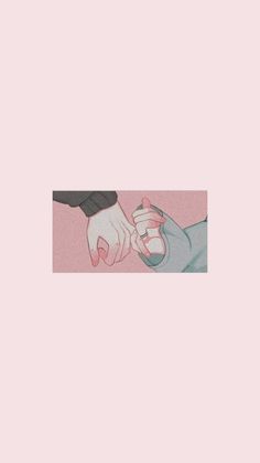 two hands holding each other over a pink background