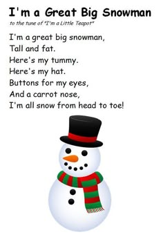 a snowman poem with the words i'm a great big snowman