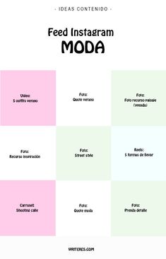 the words feed instagramm mode are shown in different colors and font styles, including pink