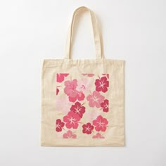 100% cotton reusable shopping carry bag with digital print on one side. Hisbiscus flower Painted Tote Bags Summer, Cute Tote Bag Design Paint Aesthetic, Summer Tote Bag Design, Tote Bag Painting Ideas Aesthetic, Beach Tote Bags Diy, Tote Bag Ideas, Painted Canvas Bags