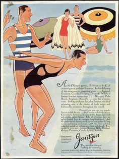 1930s Swimwear, Mens Swimsuits, Beach Couture, Jantzen Swimwear, 1930s Men, Camper Art, Retro Swim, Luxury Sportswear, Retro Beach