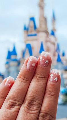 Short Acrylic Disney Nails, Disney 100 Anniversary Nails, Tasteful Nail Art, Short Simple Disney Nails, Simple Disney Nails Dip, Easy Disney Nails Short, Pink And Blue Disney Nails, Disney Gel Nail Designs Simple