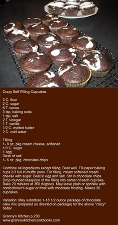 chocolate cupcakes with white frosting sitting on a cooling rack