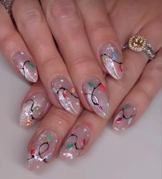 Turkey Nail Art Designs, Christmas Manicure Nails, Disney Christmas Gel Nails, Artsy Christmas Nails, Indie Christmas Nails, Fairy Light Nails, Christmas Funky Nails, 2010 Nail Designs, Retro Christmas Nail Art