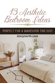 a bedroom with white walls and wooden flooring is featured in the article 13 aesthetic bedroom ideas perfect for a makeover this 2021