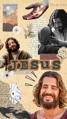 the collage shows jesus and his hands