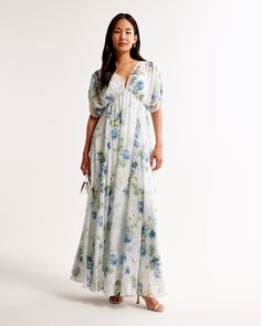 Flattering longer-length maxi dress in our ultra sheer crepe fabric, featuring a plunging v-neckline, on-trend draped dolman sleeves and a flowy skirt. Wedding Corset, Adorable Style, Shower Outfits, Engagement Style, Flowy Maxi Dress, Flowy Skirt, Crepe Fabric, Womens Maxi Dresses, Dolman Sleeve