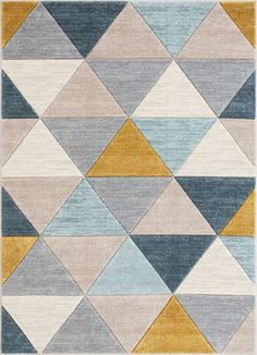 an area rug with various colors and shapes