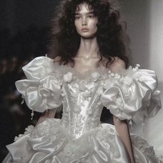 Wedding Dress Runway, Satin Aesthetic, Aesthetic Wedding Dress, Dress Runway, Aesthetic Wedding, Runway Fashion Couture, Susan Sarandon, Fairytale Dress, Satin Wedding Dress