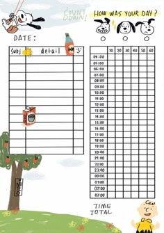 a printable to do list is shown with an image of a tree and some animals