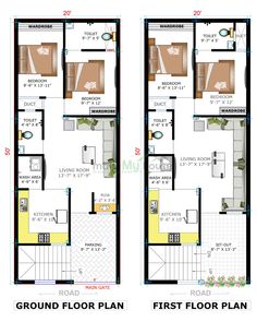 two story house plan with ground floor and first floor