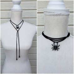 Diy Spider Necklace, Gothic Halloween Necklaces With Adjustable Chain, Halloween Necklace With Adjustable Chain And Pendant, Spider Choker, Creepy Jewelry, Necklace Tie, Car Diffuser Essential Oils, Convertible Necklace