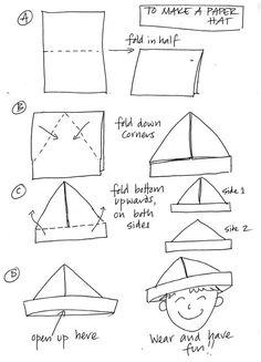 how to make a paper hat that looks like an origami boat with instructions