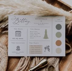 the bride's wedding stationery is laid out on top of a fur - lined blanket