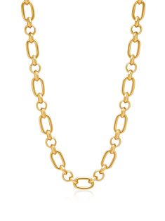 Cable Chain in Stainless Steel with Gold Plating T-Bar / Toggle closure Length: 21 Inches / 53.34 cm Product Code: WNECK_230 Designer's NotesThis elegant chunky cable chain is the perfect statement piece to elevate every outfit. Make it edgy with jeans and oversized button down shirt, or elegant with evening dress or a chic blouse. Please note that all our pieces are crafted by hand and one-of-a-kind, and may therefore vary slightly in size, shape, and color. Delicate Layered Necklace, Oversized Button Down Shirt, Designer Handmade Jewellery, Engraved Logo, Accessories Jewelry Necklace, Watch Necklace, Link Necklace, Jewelry Plate, Cable Chain