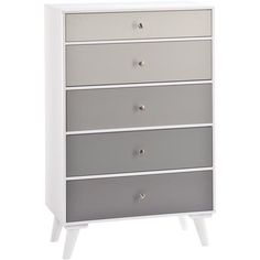 a white and grey dresser with three drawers