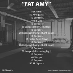 "Fat Amy" WOD - For Time: 50 Air Squats Painstorm Wods, Wods Crossfit, Crossfit Workouts Wod, Crossfit Workouts At Home, Crossfit At Home, Crossfit Wods, Wod Workout, Insanity Workout, Air Squats