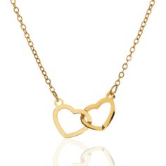 High Quality Gold Plated Stainless Steel Infinity Heart Necklace. This Beautiful Necklace Features 2 Hearts Connected Eternally. The Hearts Are Attached To The Chain. This Elegant Dainty Necklace Measures 16 Inches Plus A 2 Inch Extender Attached. Perfect Gift For Anyone. This Is Gold Plated Stainless Steel. Heart Pendant Necklace Silver, Couple Heart, 2 Hearts, Gold Hearts, Infinity Heart, Necklace For Girlfriend, Hearts Necklace, Gold Heart Necklace, Silver Jewelry Fashion