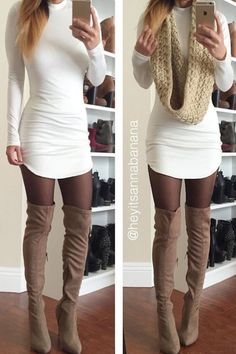 best outfits for girls with boots (38) Outfit Boots, Mock Neck Bodycon Dress, Boating Outfit, Outfit Trends, Outfit Winter, Fall Looks