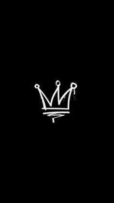 a black and white drawing of a crown on a dark background with the word king written across it