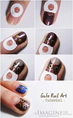 Uñas con motivos de Búhos