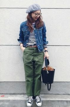 Military Parka, Street Style Grunge, Casual Outfit Inspiration, Asian Street Style, Denim Wear, Funky Outfits, Outfits With Converse, Japan Style